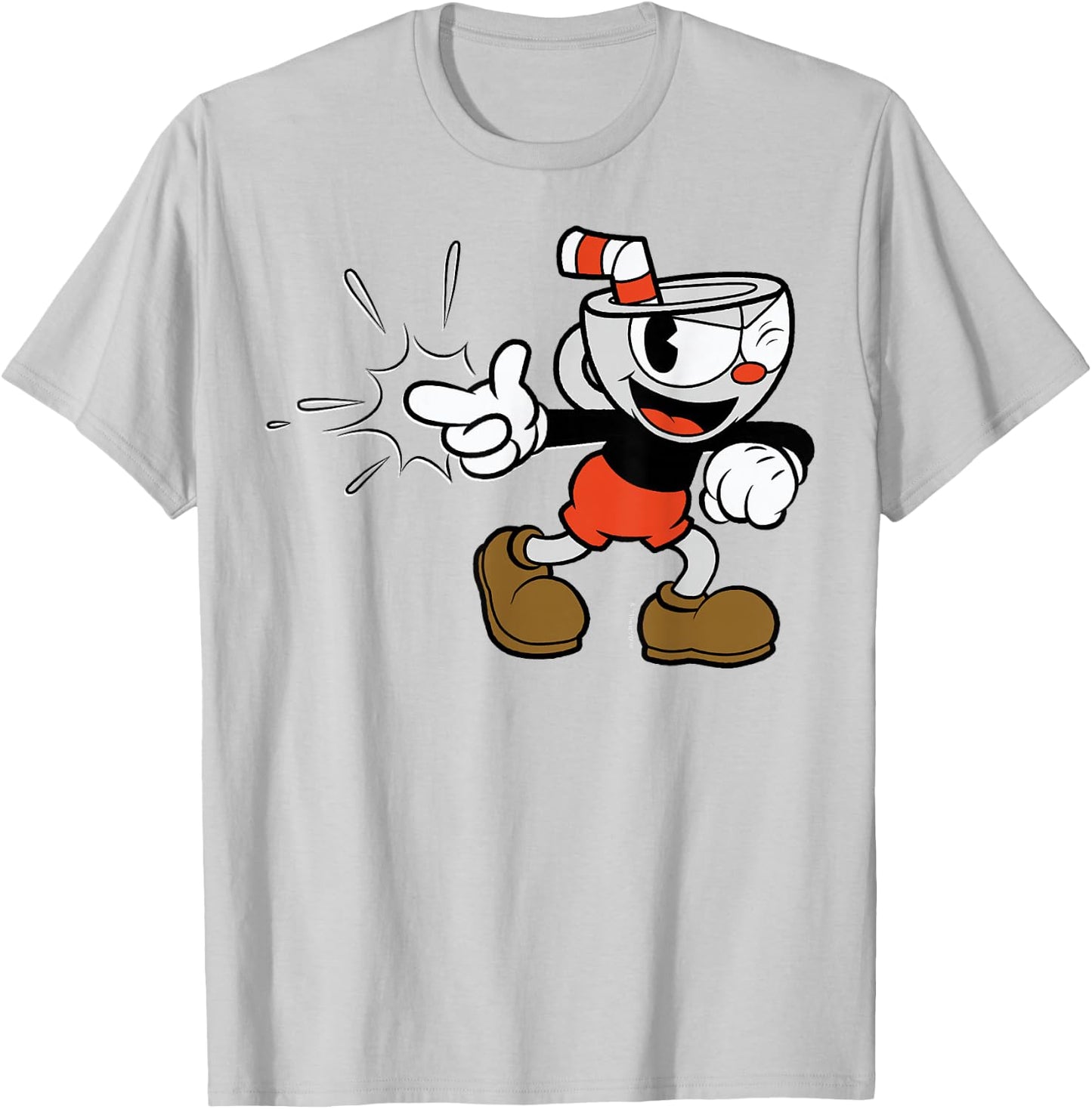 Cuphead Classic Wink with A Snap T-Shirt - T-Shirt | Ash