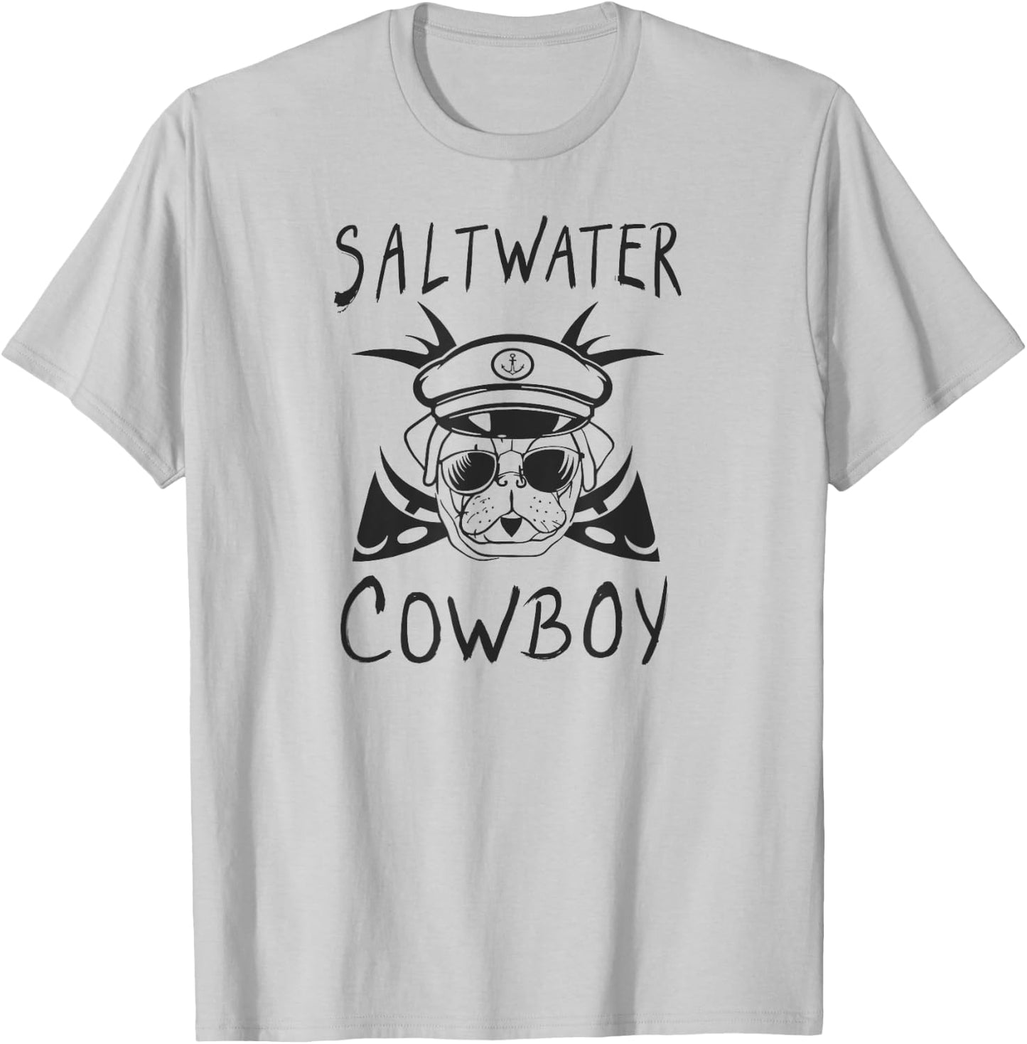 Sailing Saltwater Cowboy Dog Captain Fish Bones T-Shirt - T-Shirt | Ash