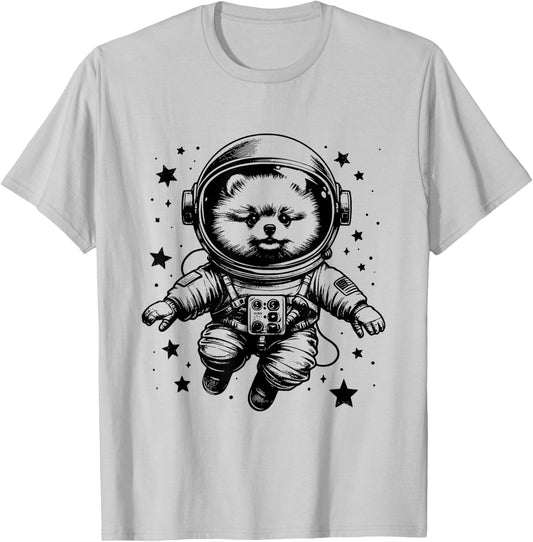 Dog Dad Mom Space - Astronaut Pomeranian Men Women T-Shirt - T-Shirt | Ash
