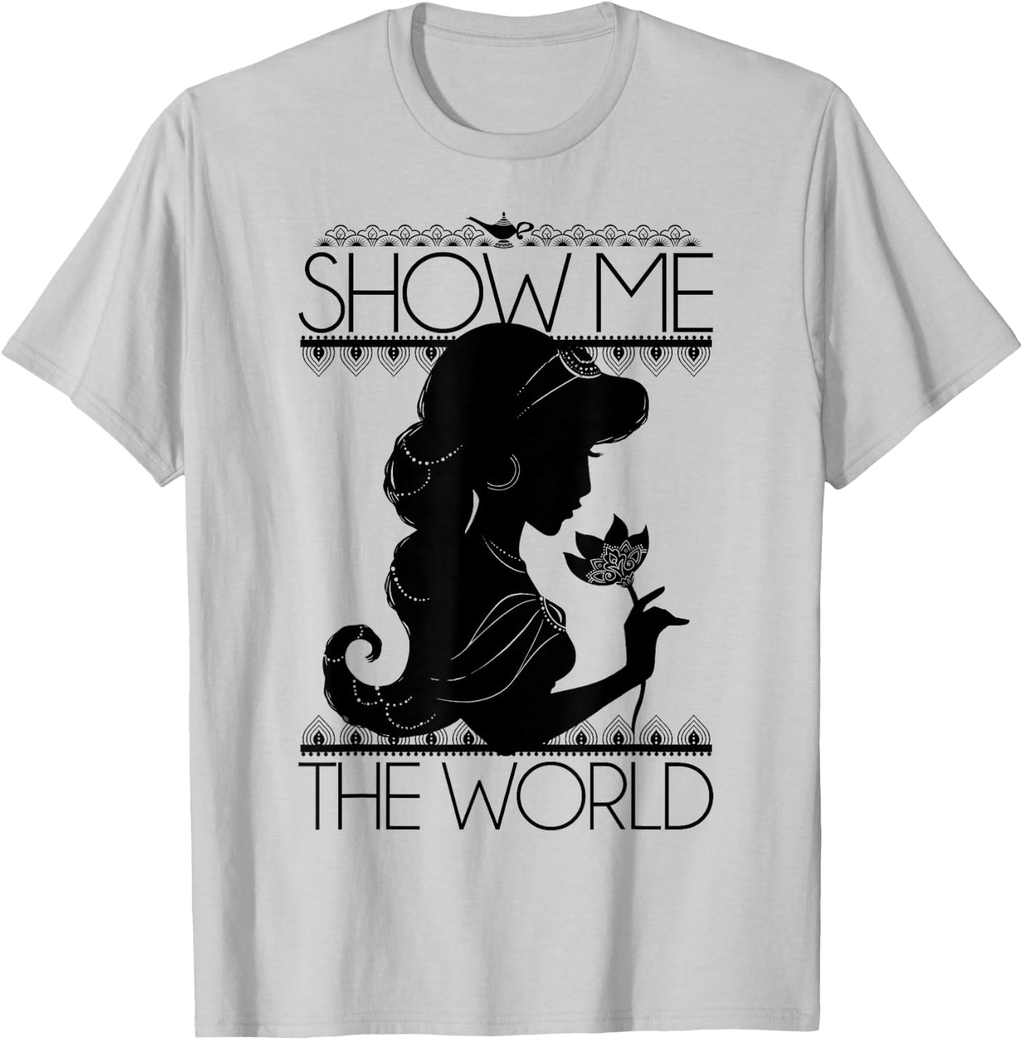 Disney Aladdin Jasmine Show Me The World Silhouette T-Shirt - T-Shirt | Ash