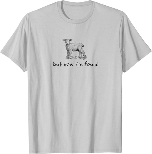 But Now I'm Found Lamb Sheep Minimalistic Christian T-Shirt - T-Shirt | Ash