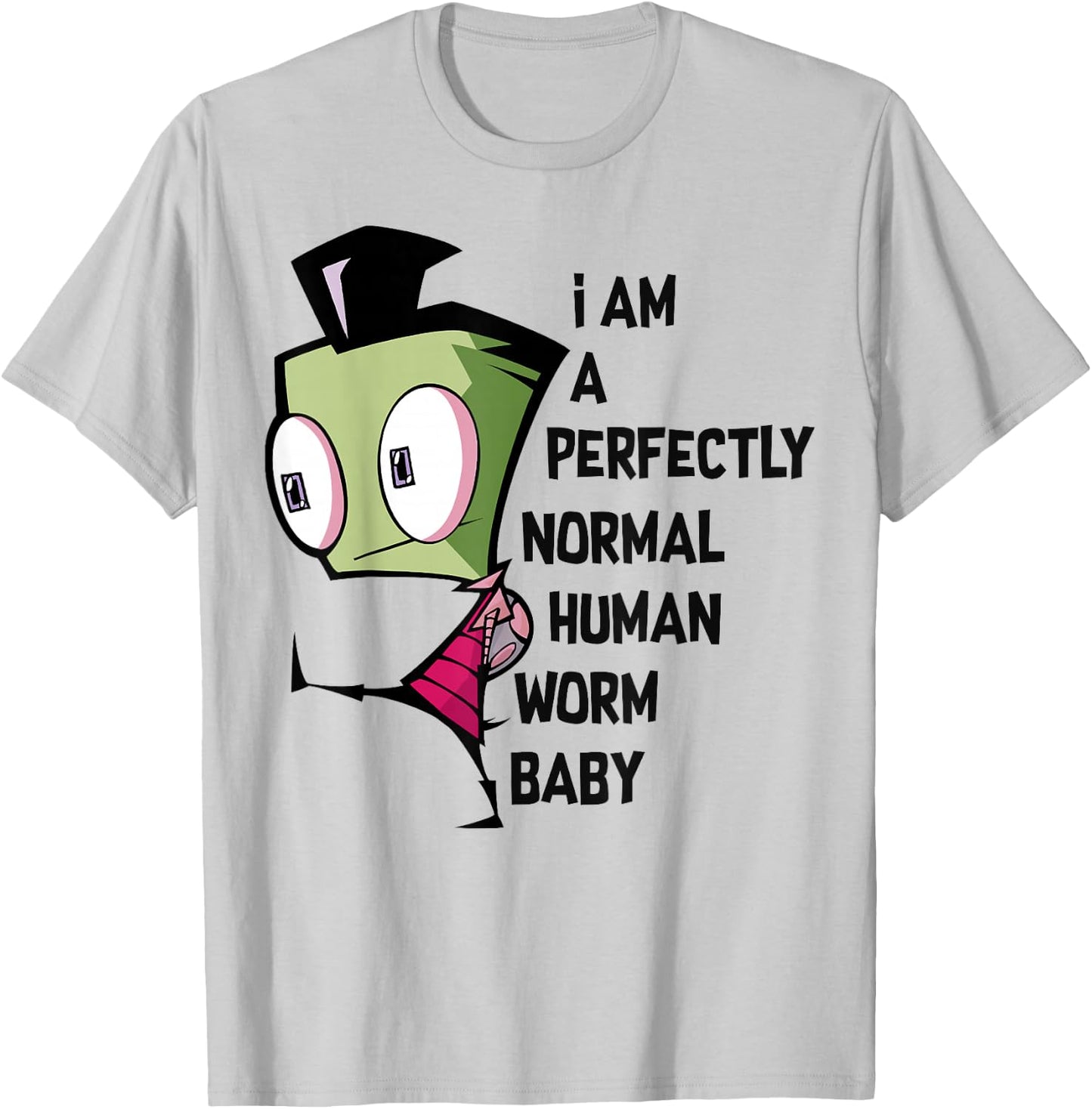 Invader Zim I Am Perfectly Normal Human Worm Baby Portrait Small T-Shirt - T-Shirt | Ash
