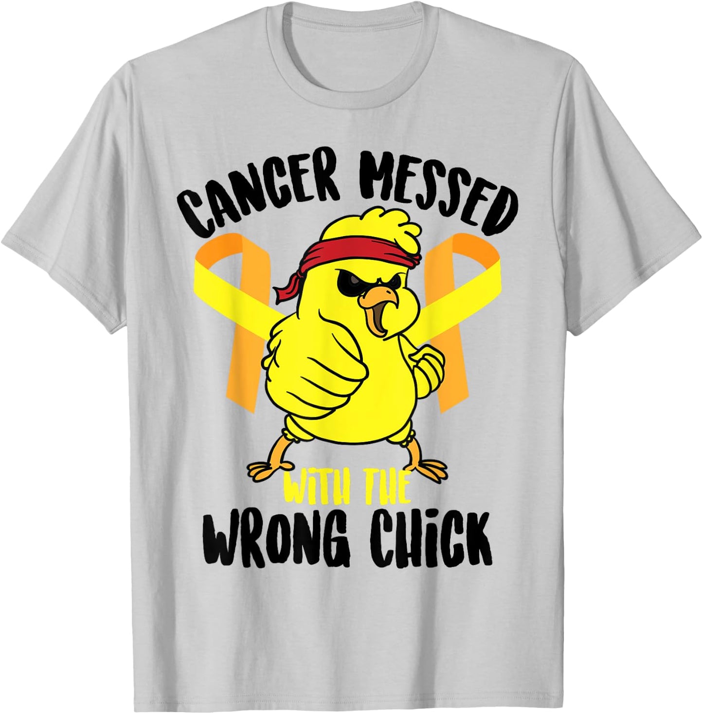 Cancer Messed With The Wrong Chick Survivor Shirt Funny Gift T-Shirt - T-Shirt | Ash