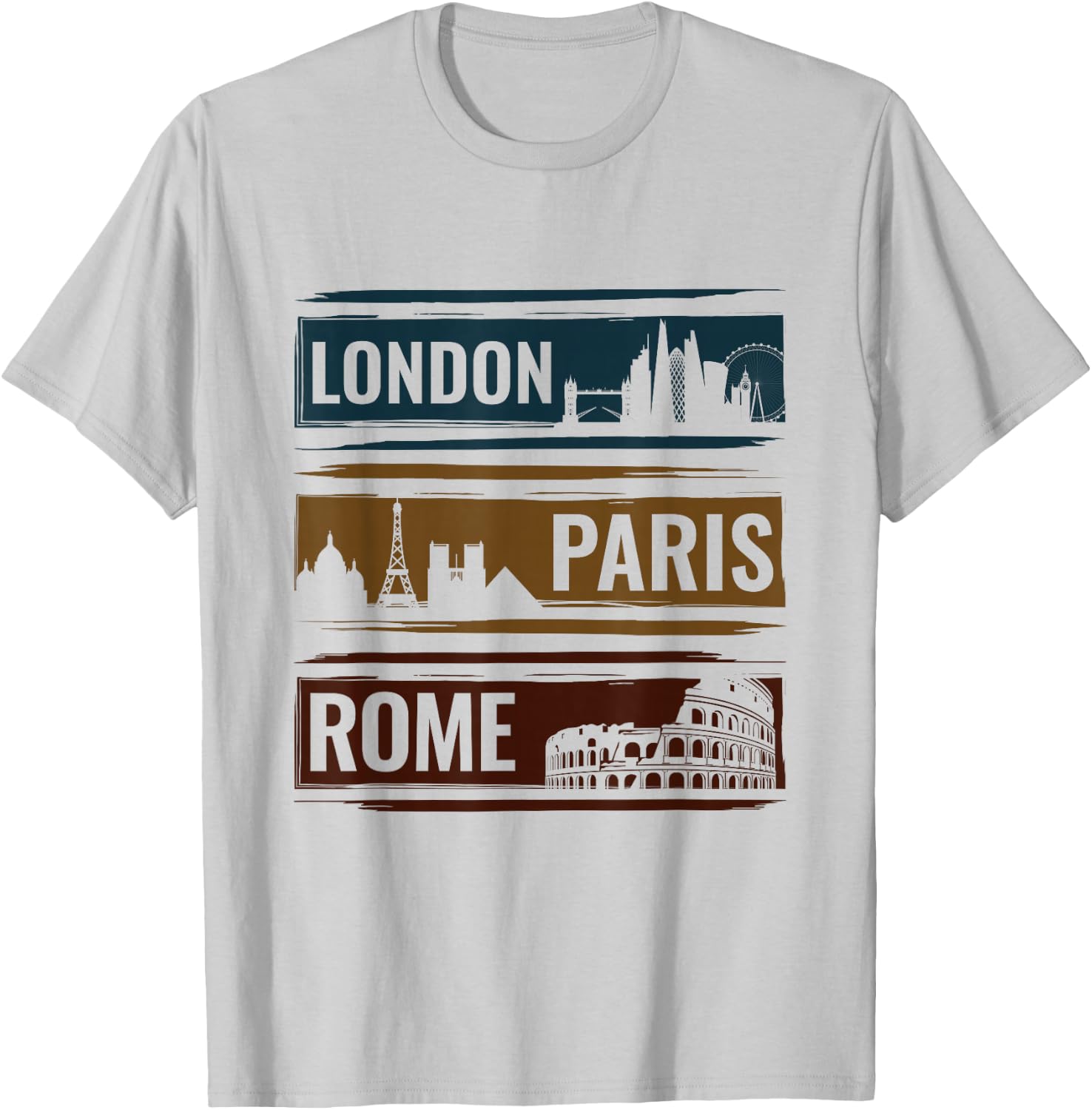 London Paris Rome - Travel World Traveler T-Shirt - T-Shirt | Ash