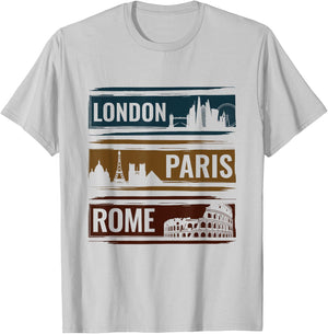 London Paris Rome - Travel World Traveler T-Shirt - T-Shirt | Ash