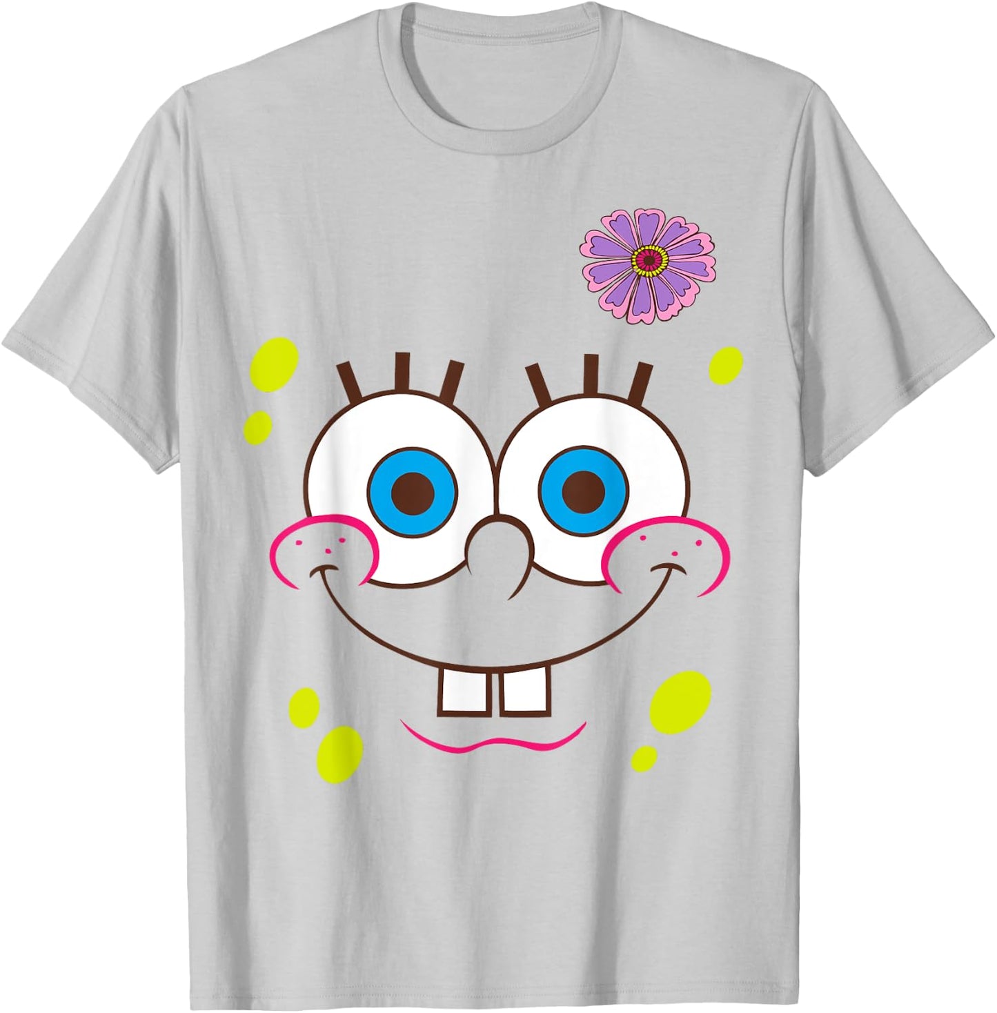 Spongebob SquarePants Flower Face T-Shirt - T-Shirt | Ash
