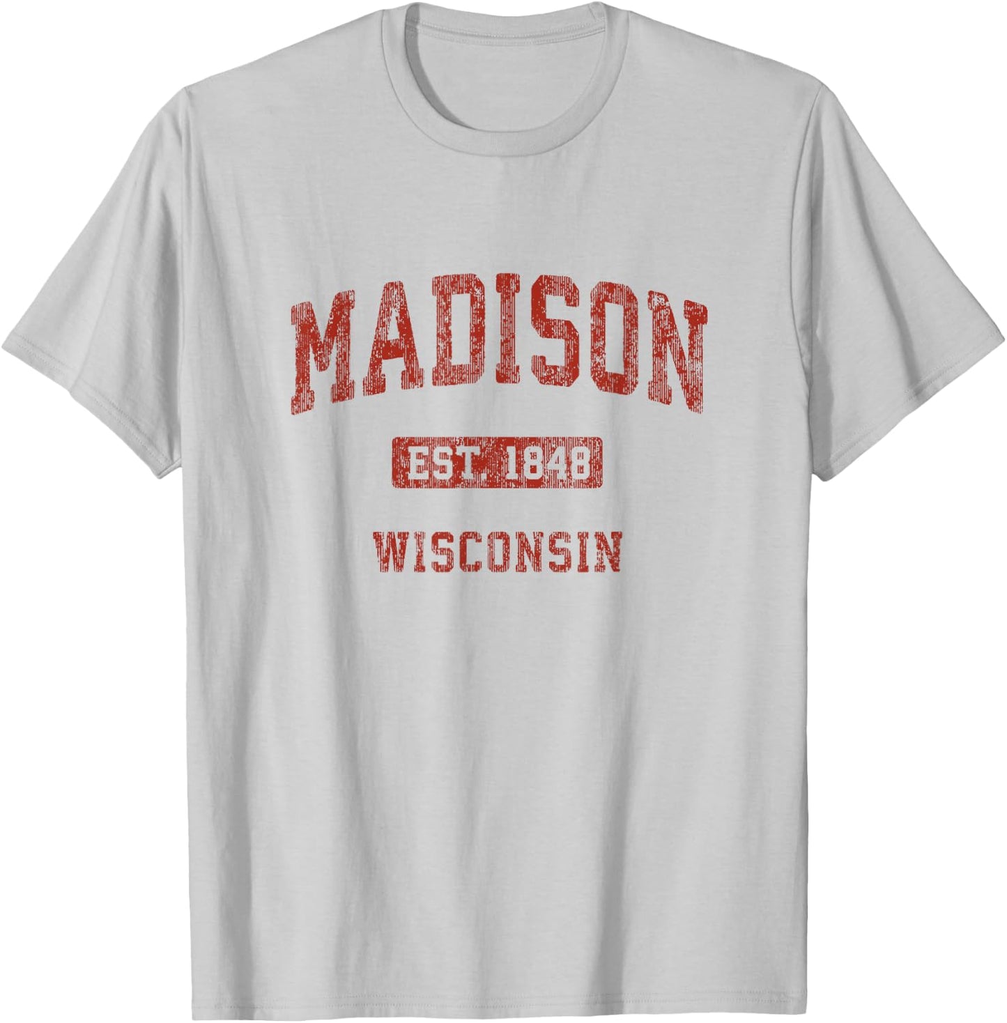 Madison Wisconsin WI Vintage Athletic Sports Design T-Shirt - T-Shirt | Ash