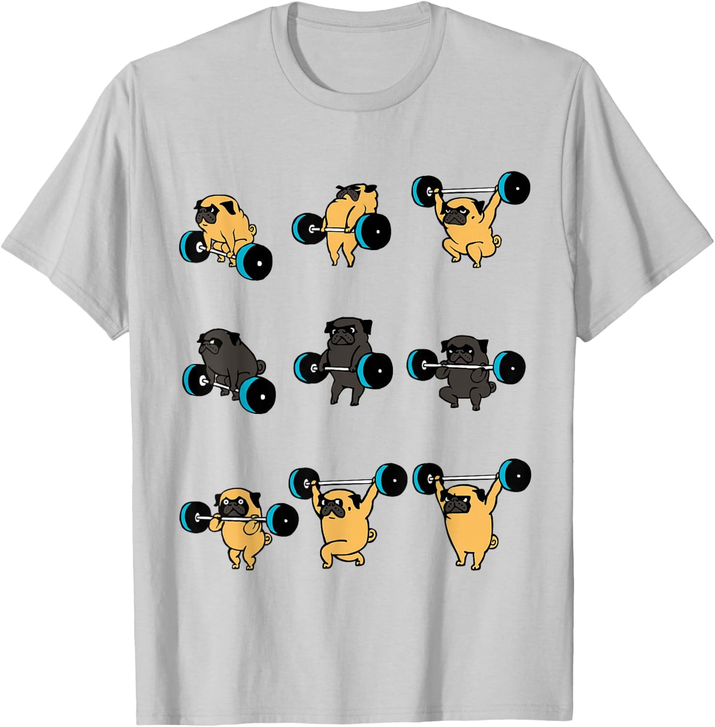 Lifting Pug Gym T- shirt by Huebucket T-Shirt - T-Shirt | Ash