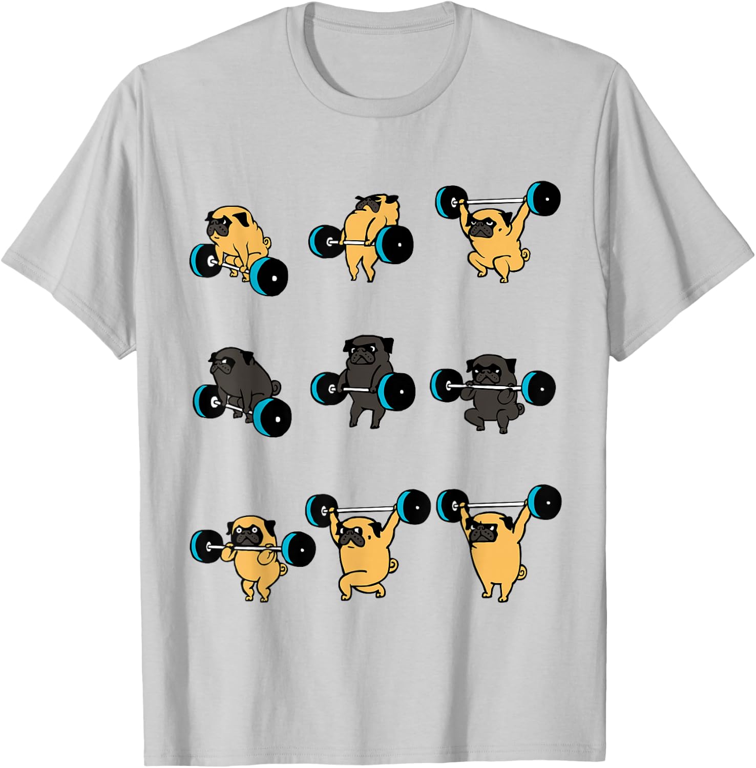 Lifting Pug Gym T- shirt by Huebucket T-Shirt - T-Shirt | Ash