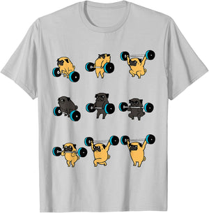 Lifting Pug Gym T- shirt by Huebucket T-Shirt - T-Shirt | Ash