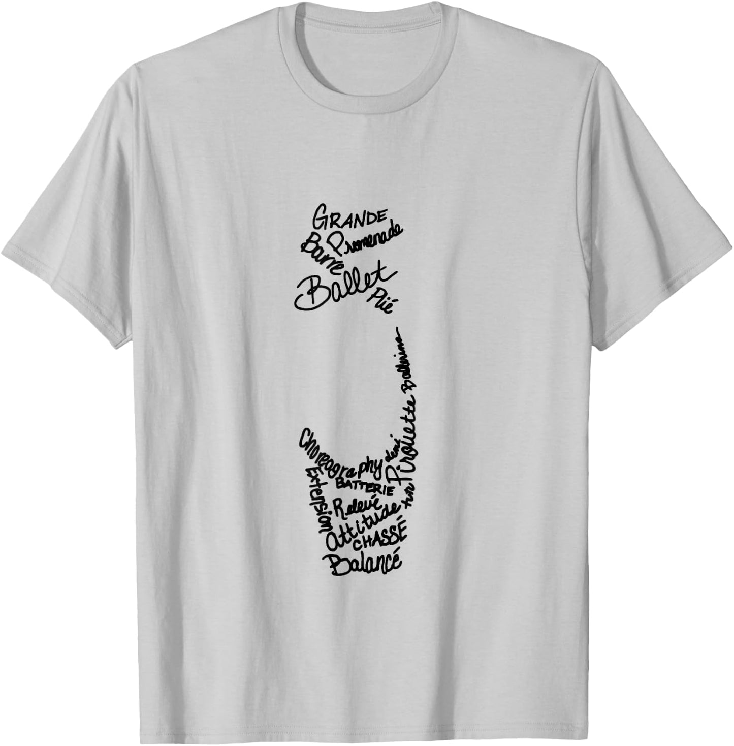 Ballet Pointe Shoe Terms Words T-Shirt - T-Shirt | Ash