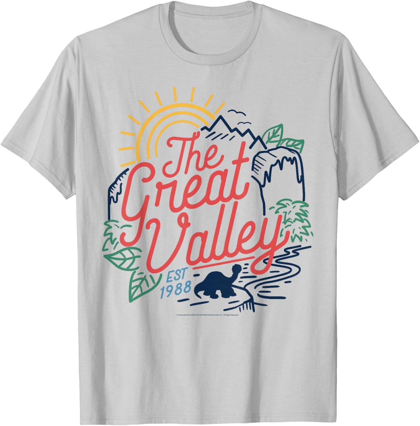 Land Before Time The Great Valley Littlefoot Silhouette T-Shirt - T-Shirt | Ash