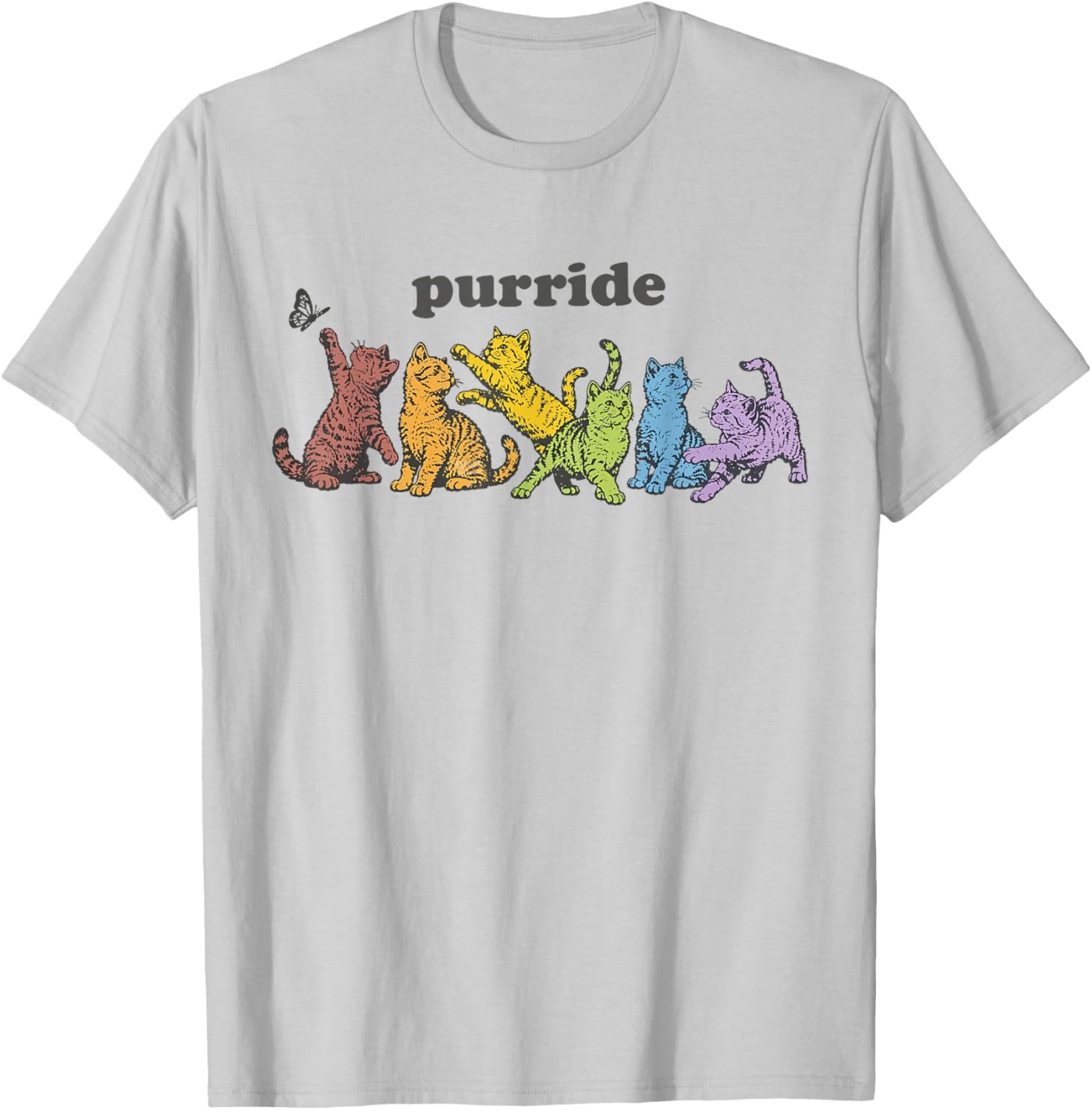 Rainbow LGBTQ Cat Purride Funny Gay Pride Month Equality T-Shirt - T-Shirt | Ash