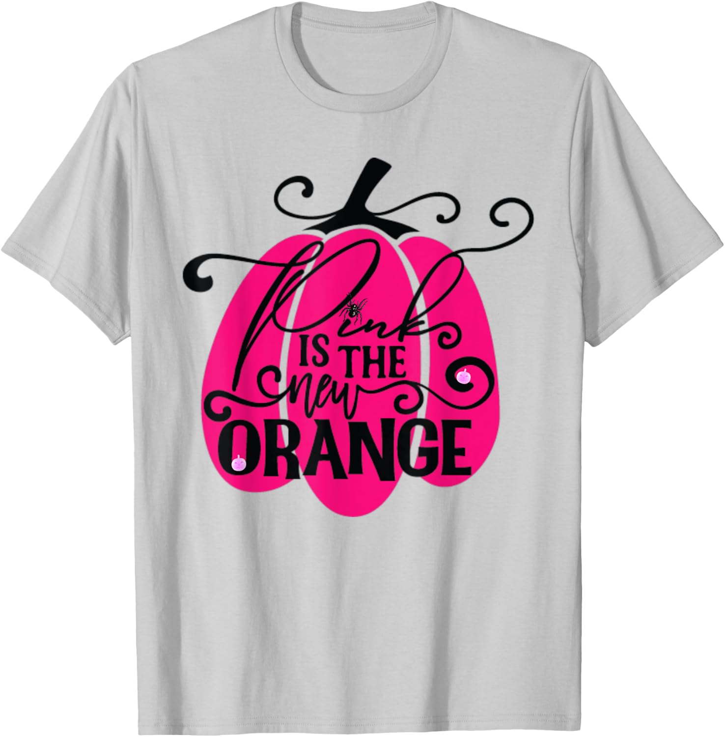Pink Is The New Orange Pumpkin Breast Cancer Halloween T-Shirt - T-Shirt | Ash