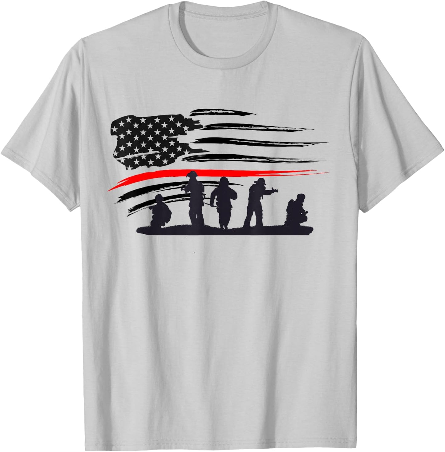 Vintage Thin Red Line shirt, Firefighter gift American Flag T-Shirt - T-Shirt | Ash