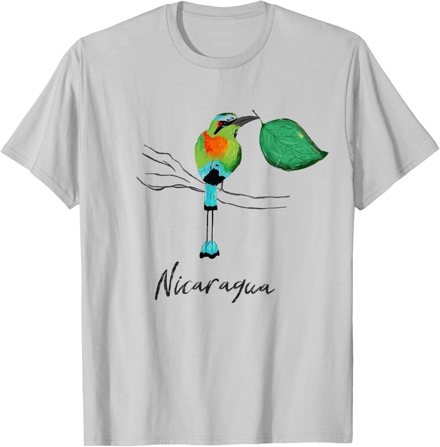 Nicaragua Guardabarranco Colorful national bird shirt T-Shirt - T-Shirt | Ash