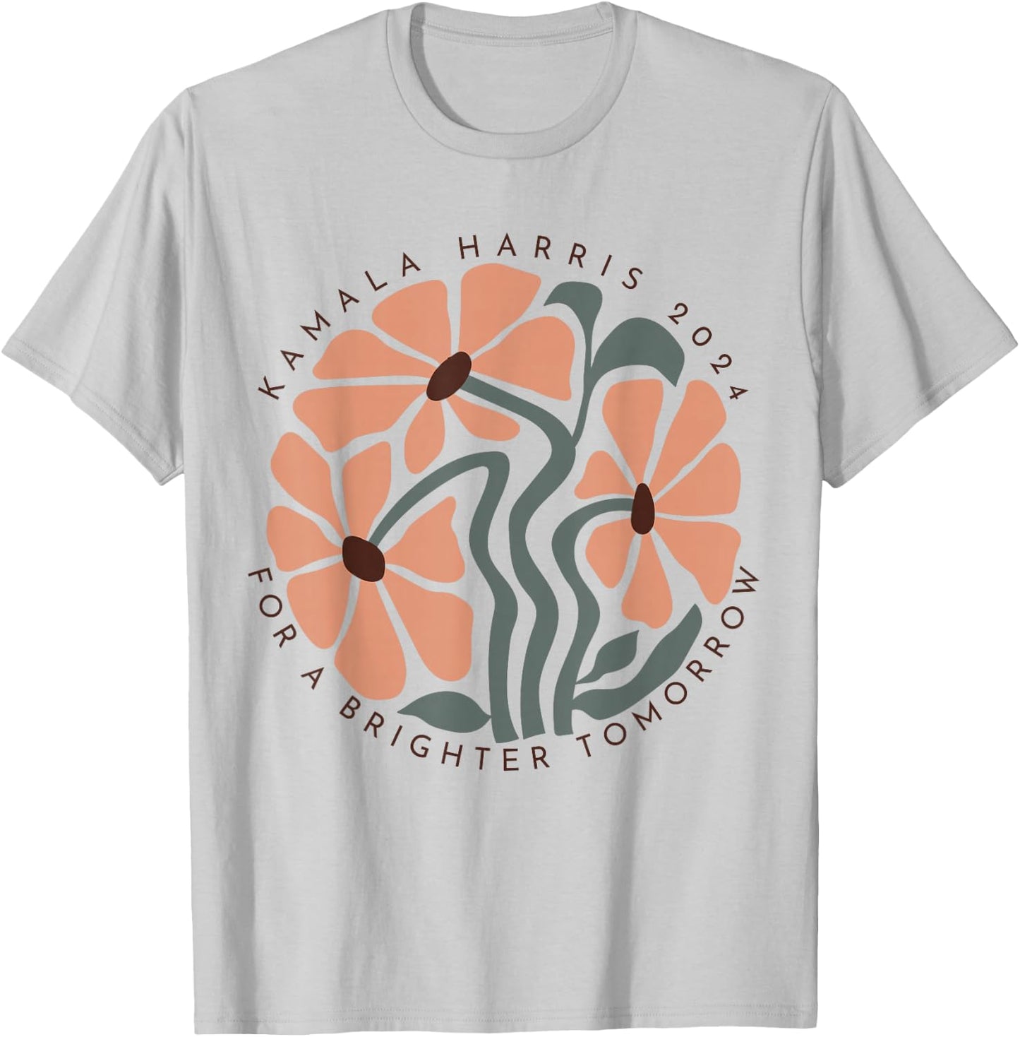 Harris Walz 2024 Subtle Flower Kamala Harris Boho Floral T-Shirt - T-Shirt | Ash