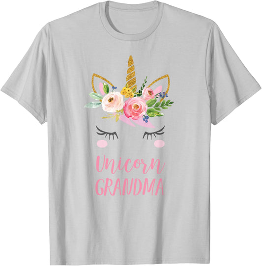Unicorn Grandma Shirt, Gift Grandma T-Shirt - T-Shirt | Ash