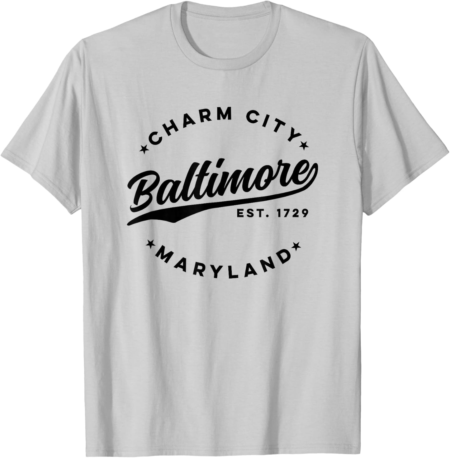 Vintage Baltimore Charm City Maryland Black Text T-Shirt - T-Shirt | Ash