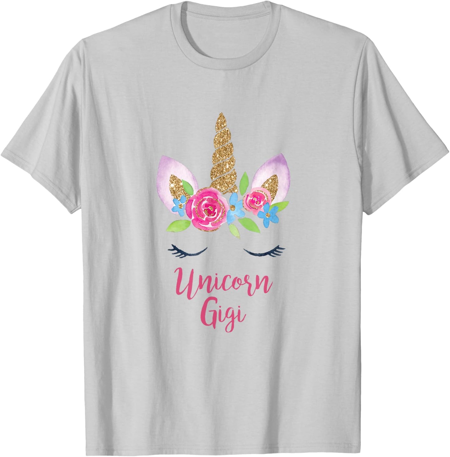 Gigi Unicorn Mama Costume Grandma Cutest Birthday Princess T-Shirt - T-Shirt | Ash