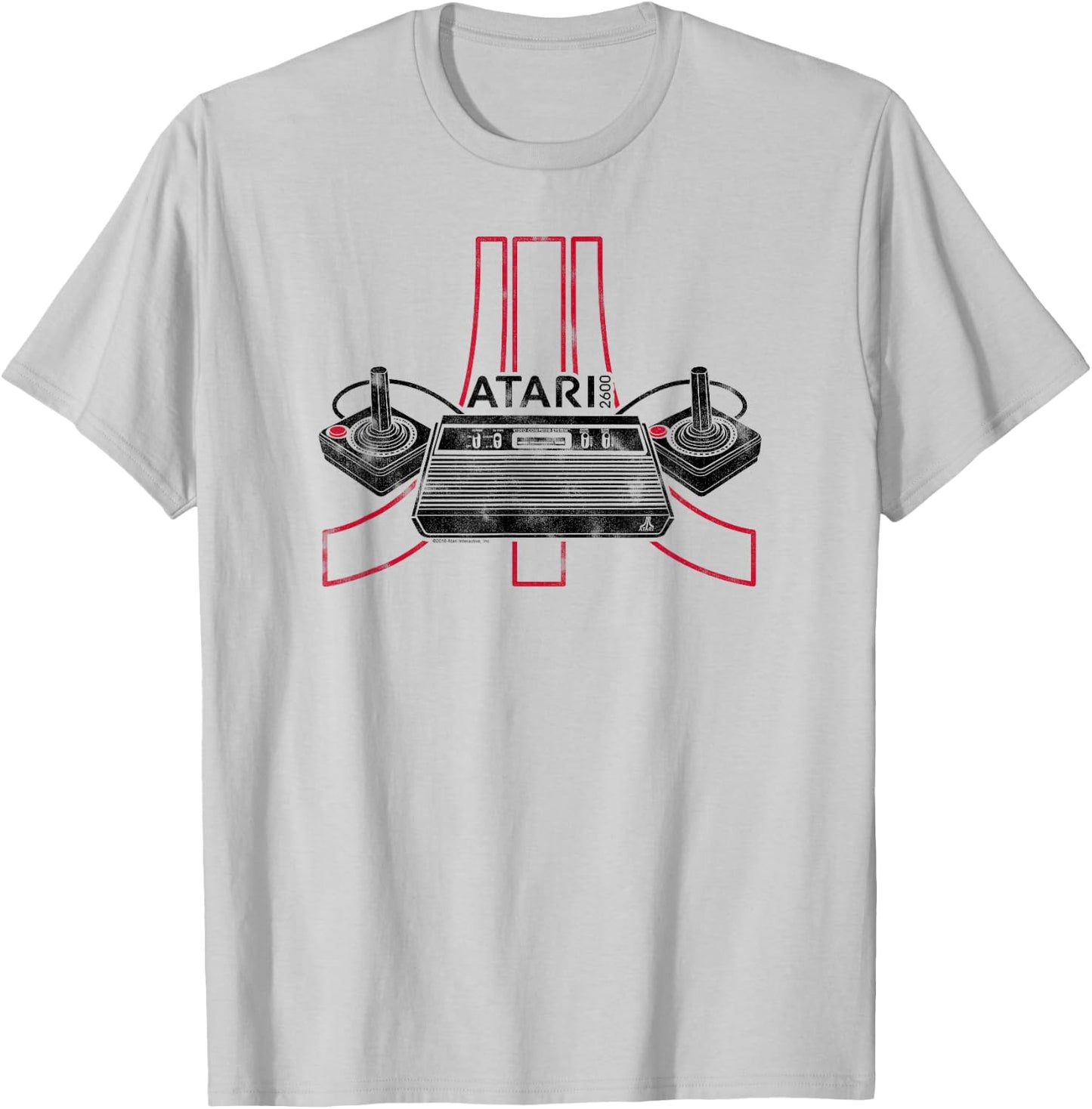 ATARI 2600 Gaming Console & Joysticks Logo T-Shirt - T-Shirt | Ash