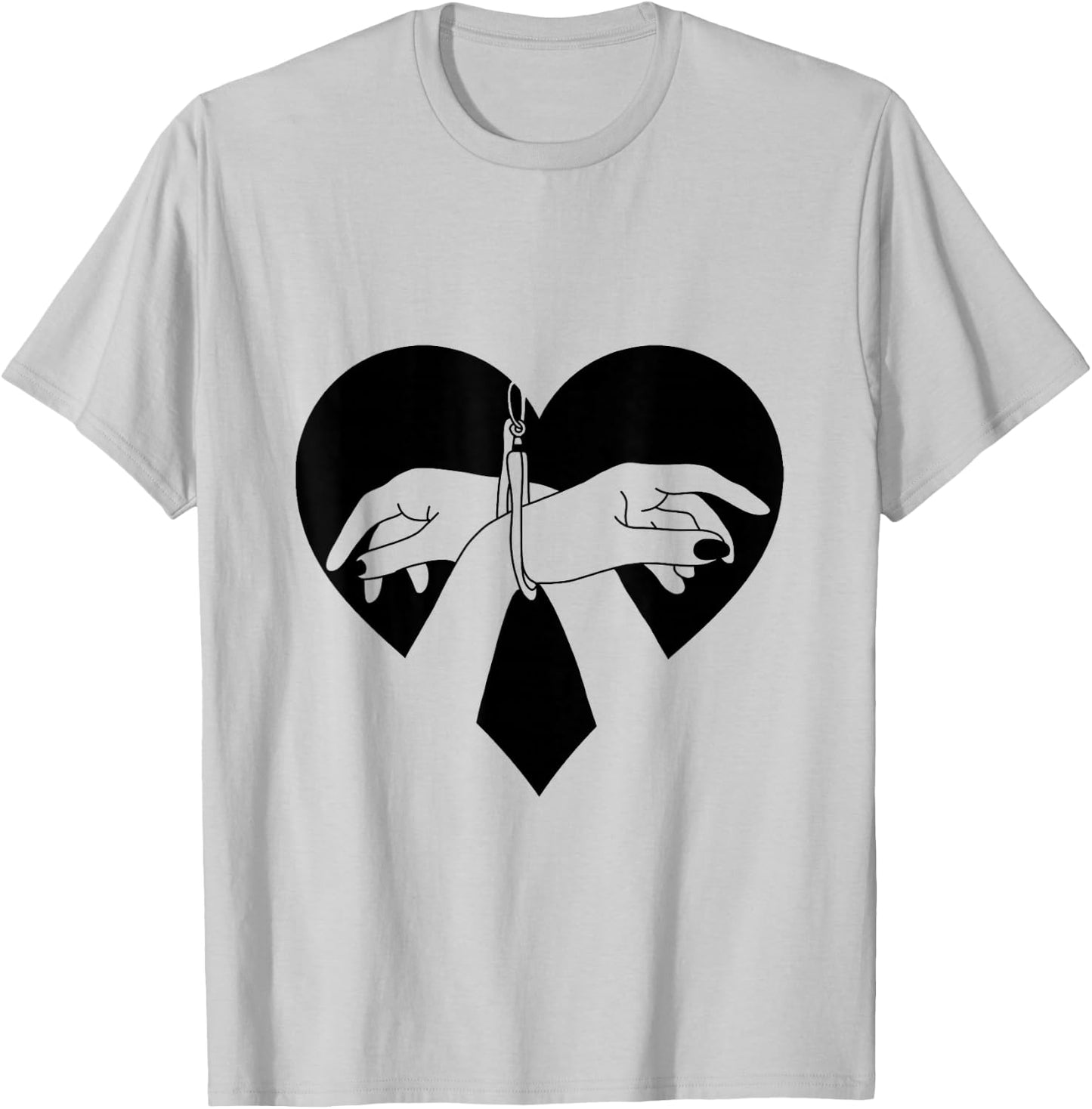 Hand Cuffed BDSM Bondage Heart T-Shirt - T-Shirt | Ash