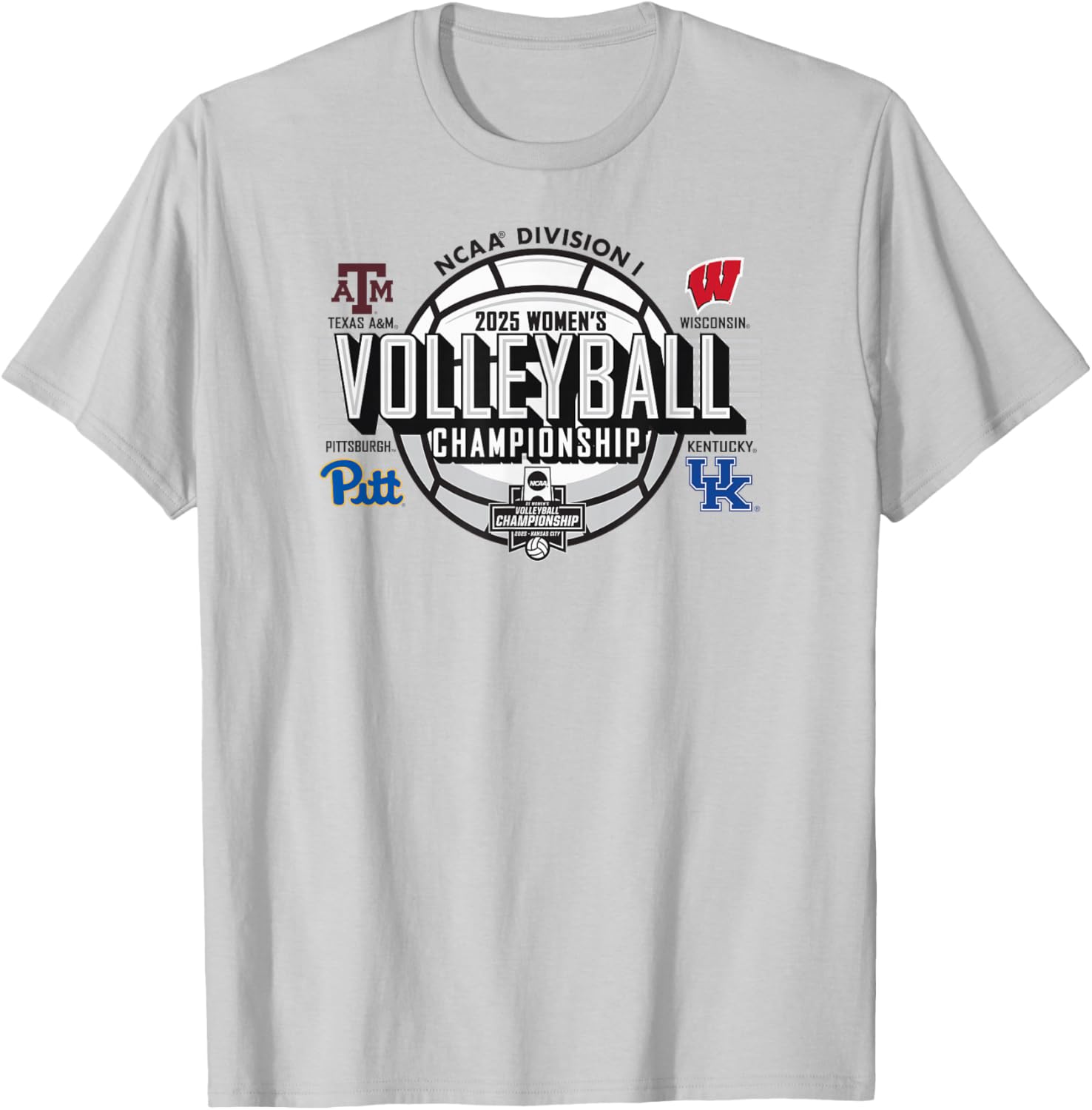 NCAA Women's Volleyball Championship 2025 Four Team Gray T-Shirt - T-Shirt | Ash