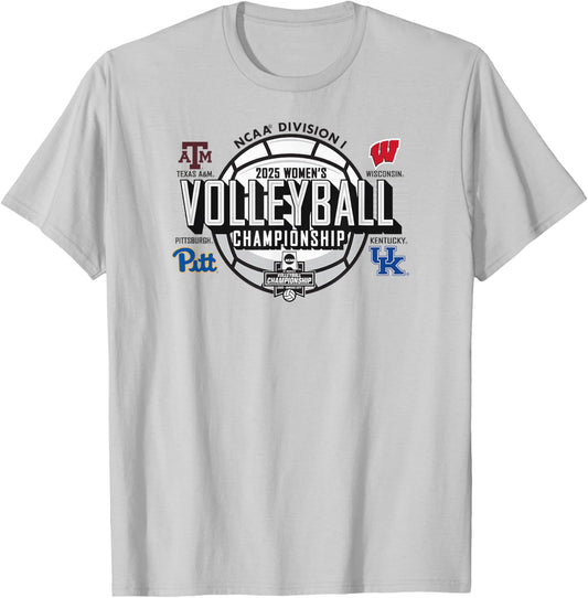 NCAA Women's Volleyball Championship 2025 Four Team Gray T-Shirt - T-Shirt | Ash