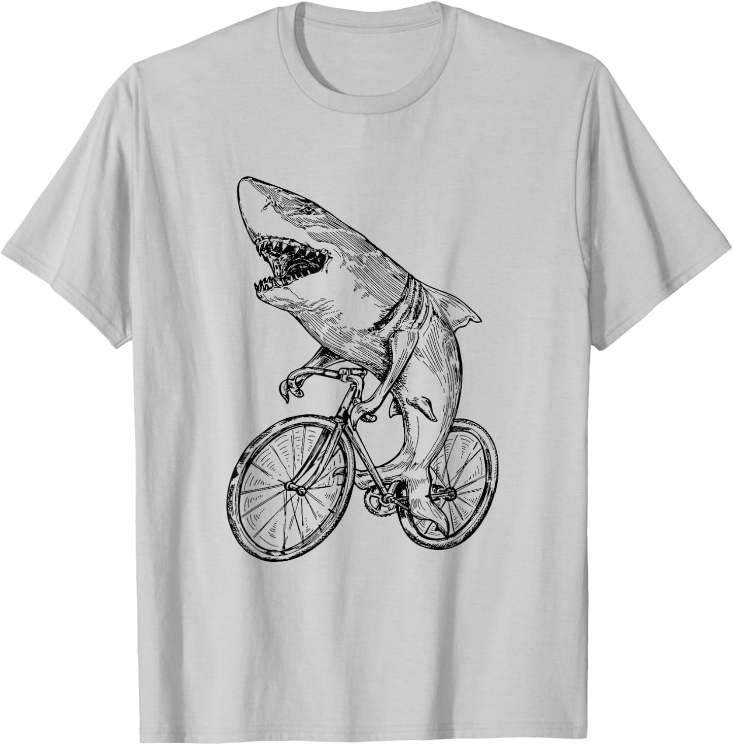 Shark Cycling Bicycle Beach Cyclist Fish Biker Biking Bike Men Women Kids T-Shirt - T-Shirt | Ash