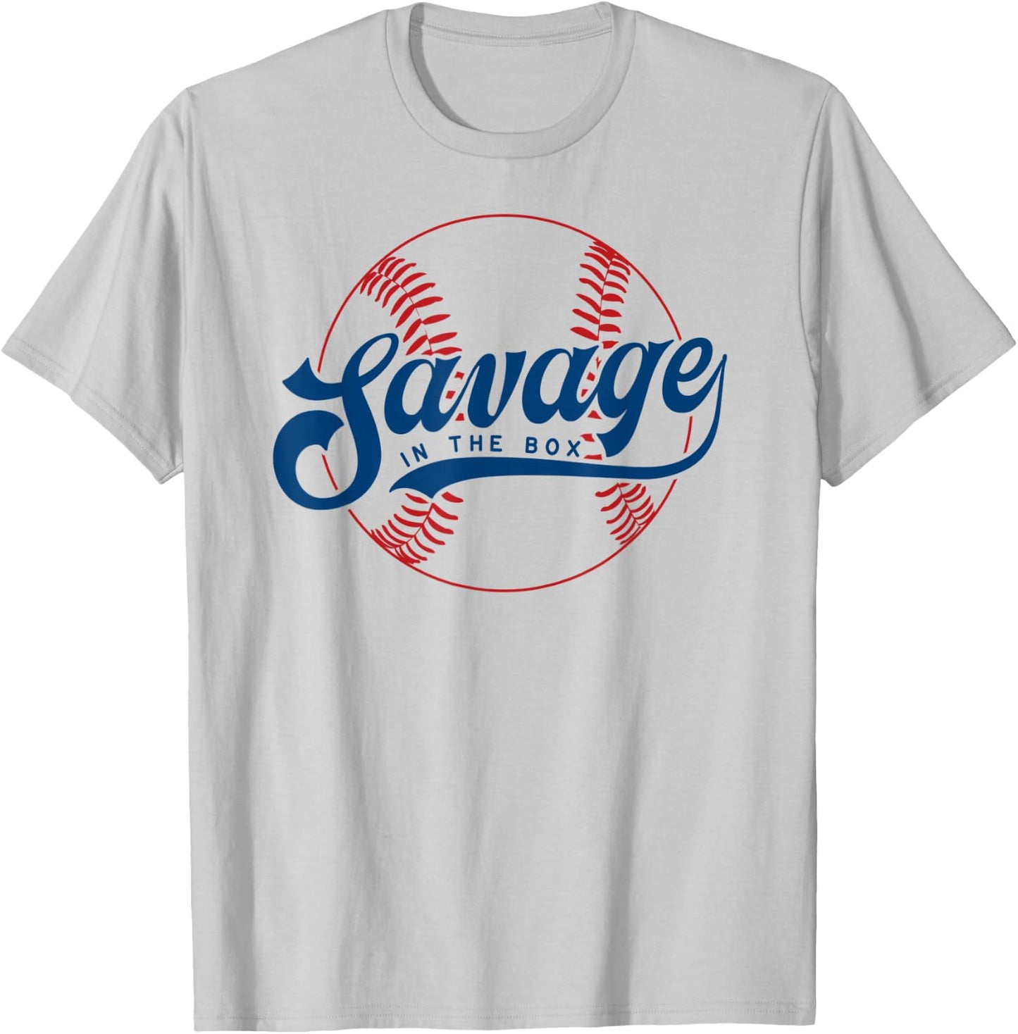 Savage in the Box Funny Baseball Saying T-Shirt - T-Shirt | Ash