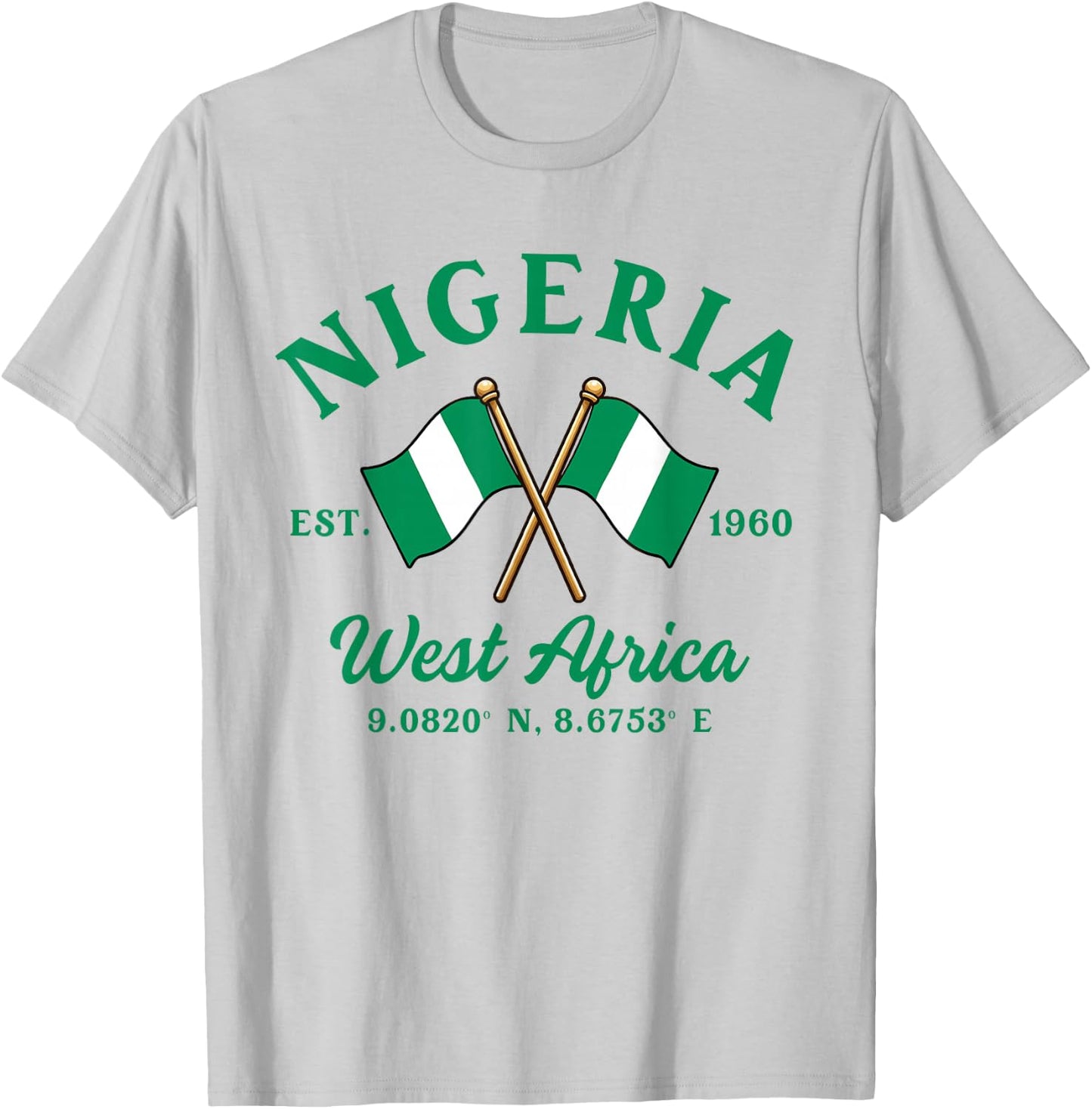 Nigeria Nigerian Cross Flag Nigerian Root Pride Heritage T-Shirt - T-Shirt | Ash