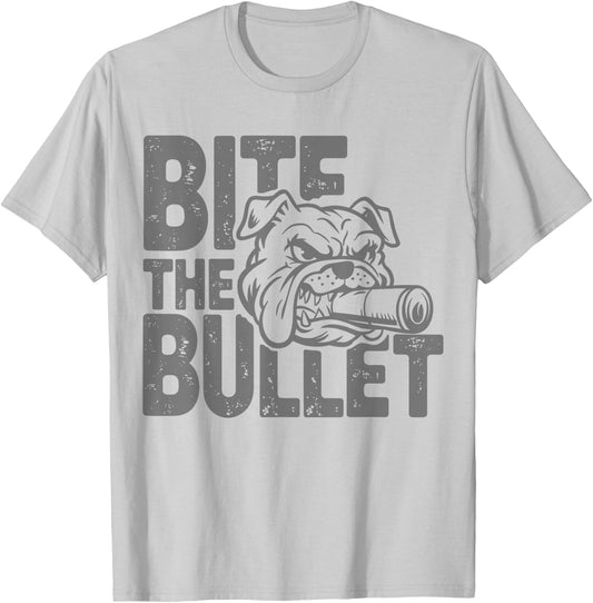 Bite the Bullet | Vintage Bulldog Tattoo | Military T-Shirt - T-Shirt | Ash