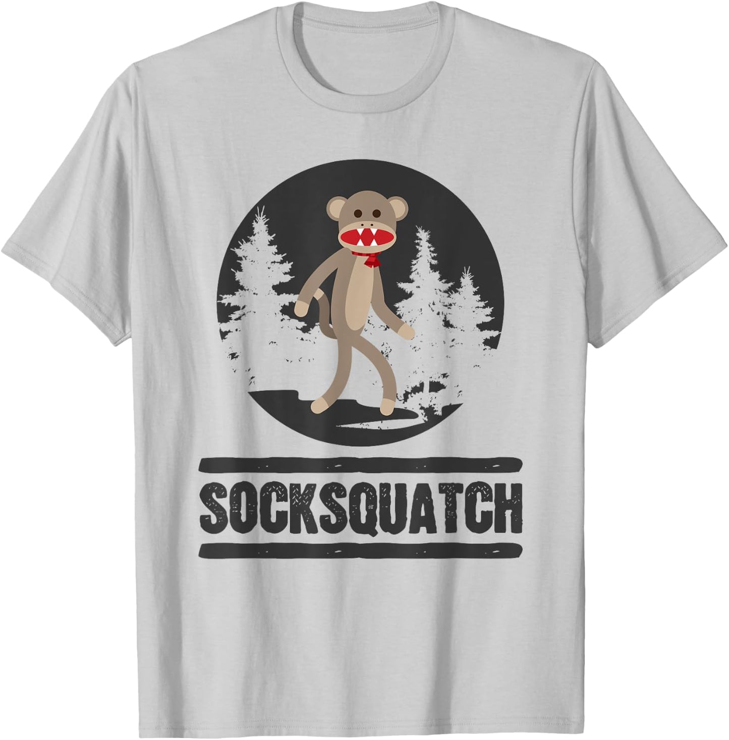 Funny Bigfoot Sighting Sock Monkey Squatch Socksquatch T-Shirt - T-Shirt | Ash
