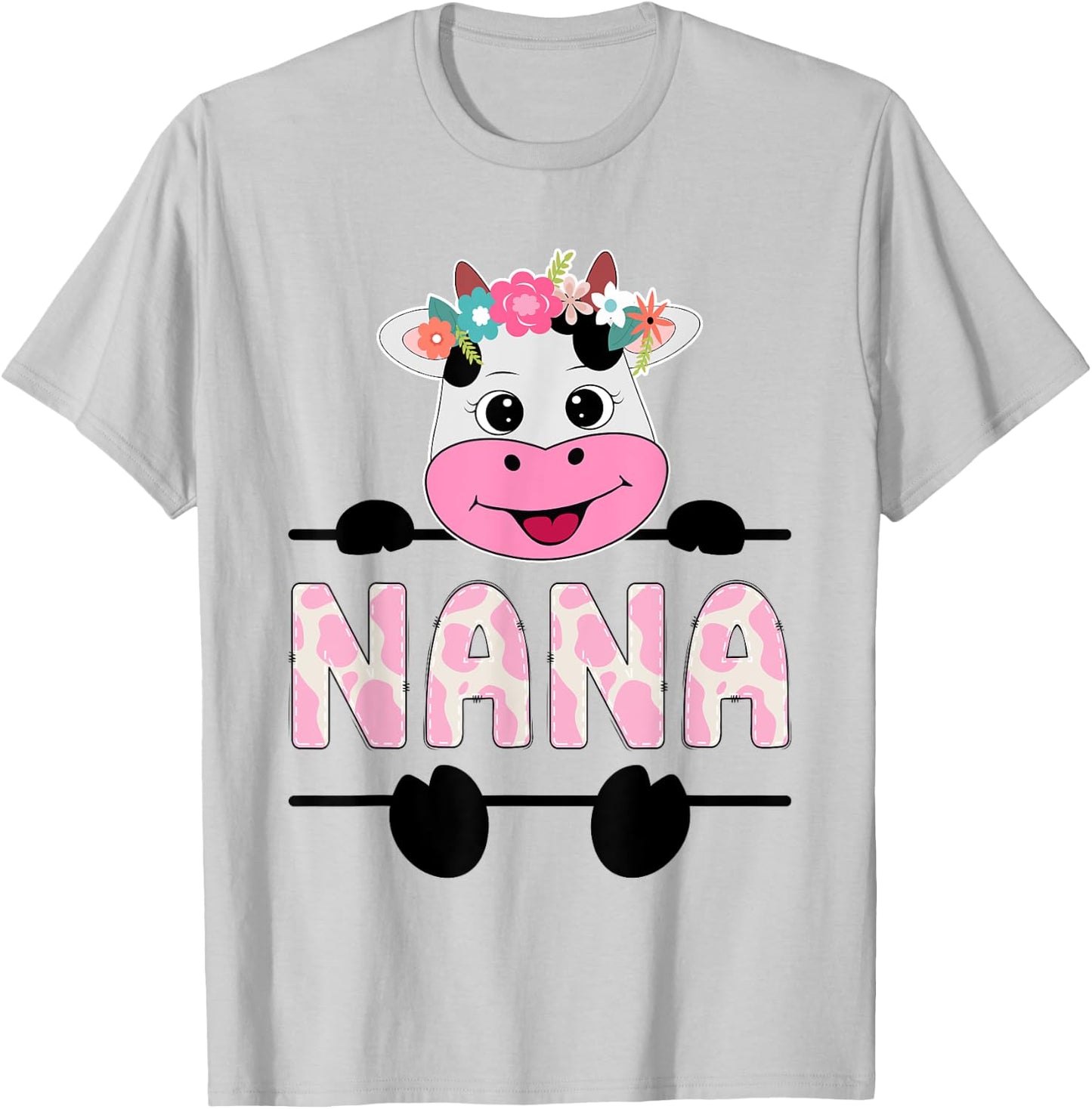 Nana Of The Birthday Girl Cow Grandma Family Party T-Shirt - T-Shirt | Ash