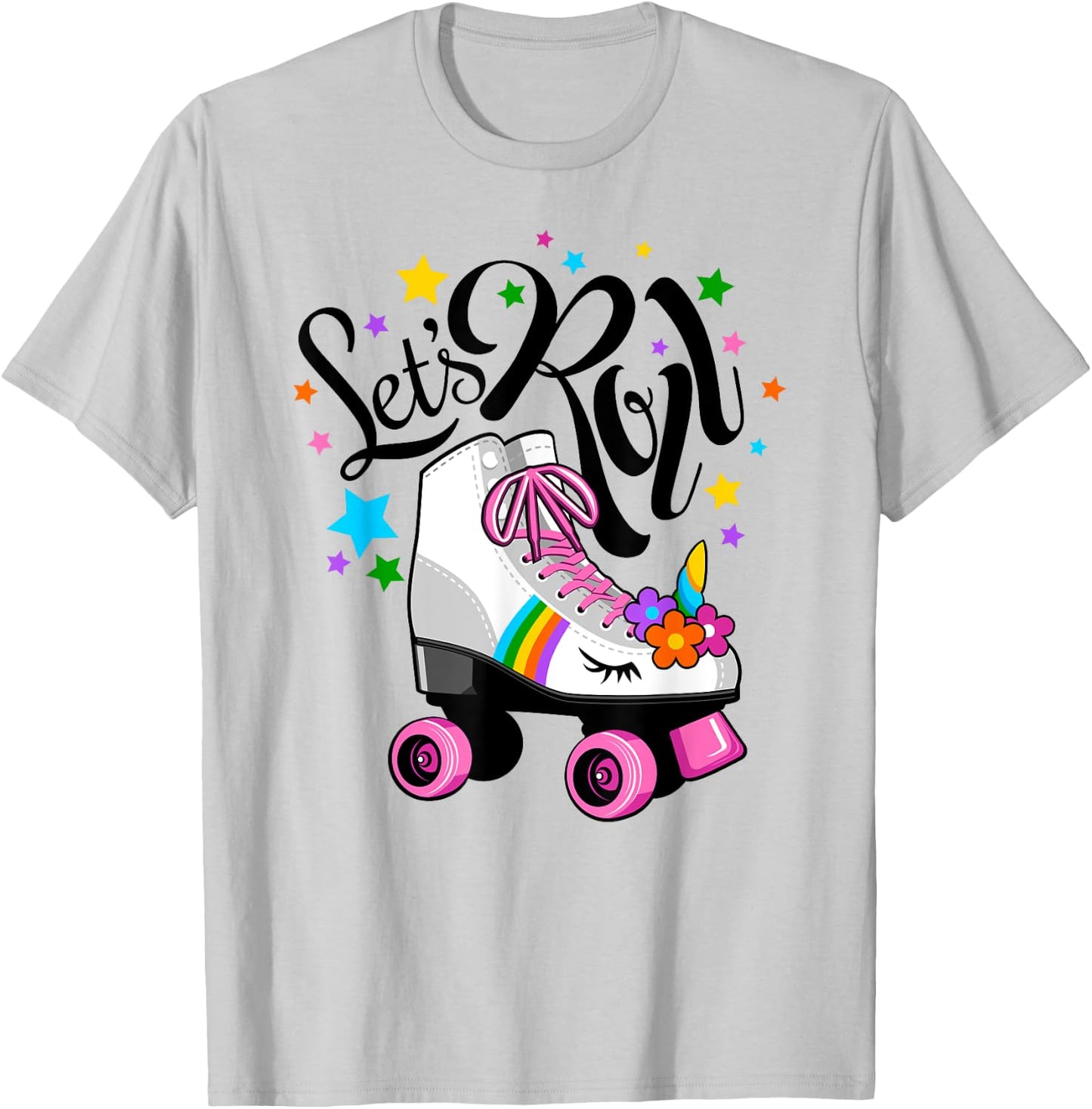 Let's Roll Unicorn. Roller Skate fun party girl's T-Shirt - T-Shirt | Ash