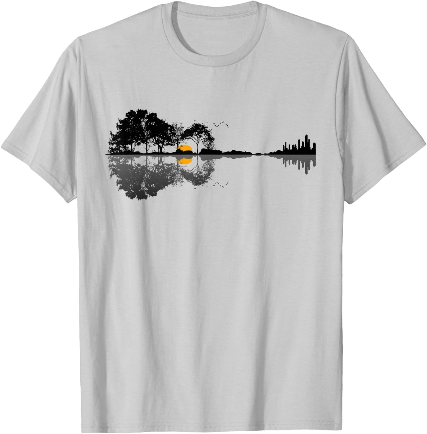 Retro Guitar T Shirt Lake Shadow Love Gitarre T-Shirt - T-Shirt | Ash