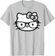 Hello Kitty Black and White Nerd Glasses Short Sleeve T-Shirt - T-Shirt | Ash