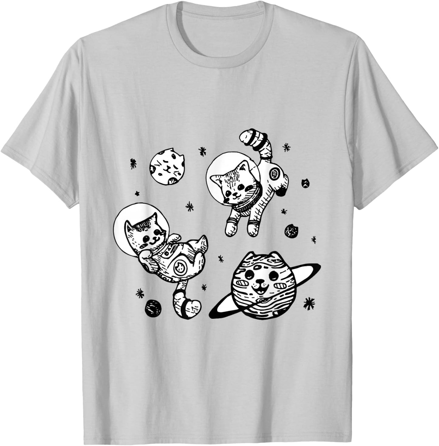 Kitty Cats Flying in Space - Kittens T-Shirt - T-Shirt | Ash