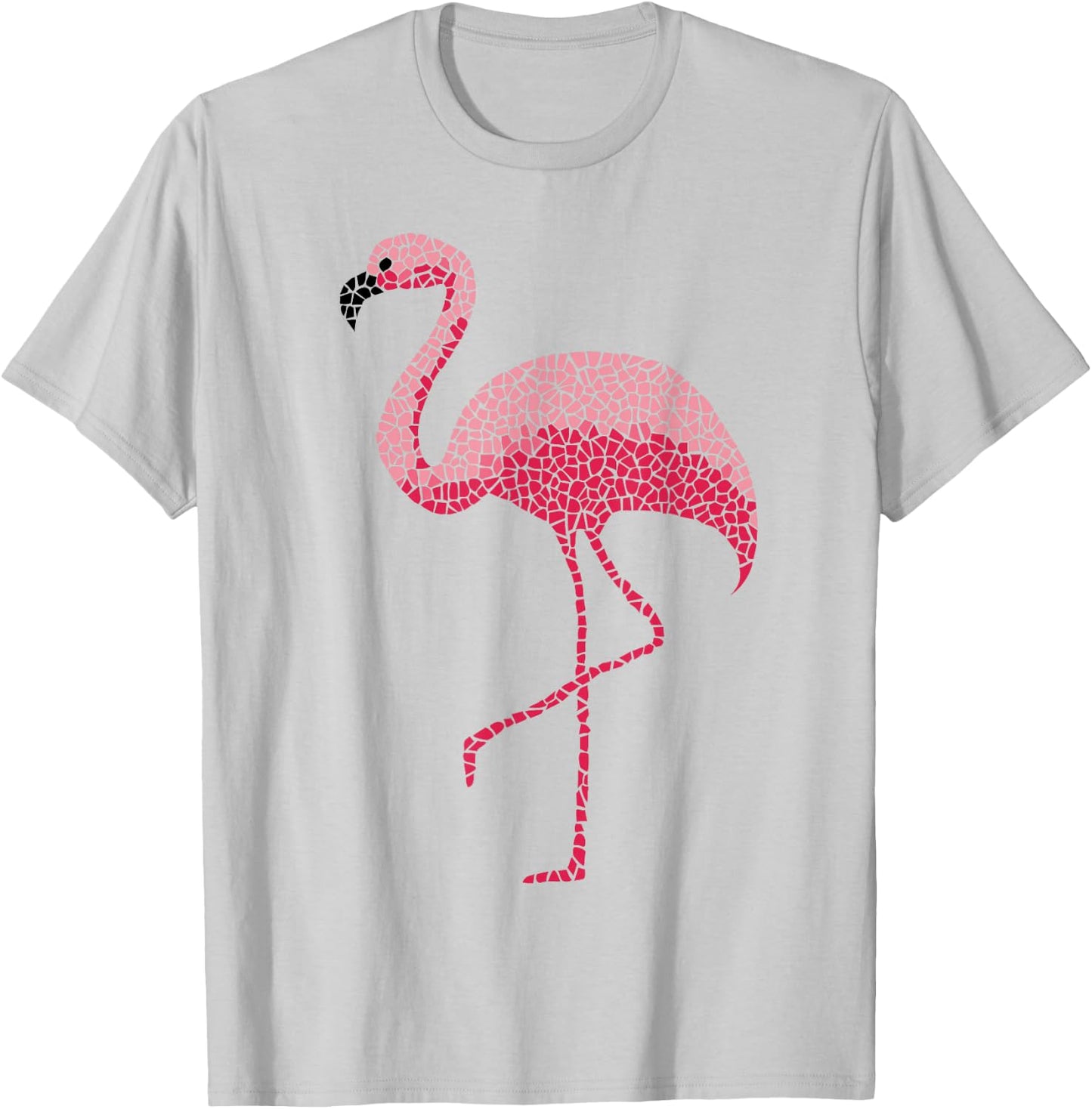 Tropical Pink Flamingo Bird Design T-Shirt - T-Shirt | Ash
