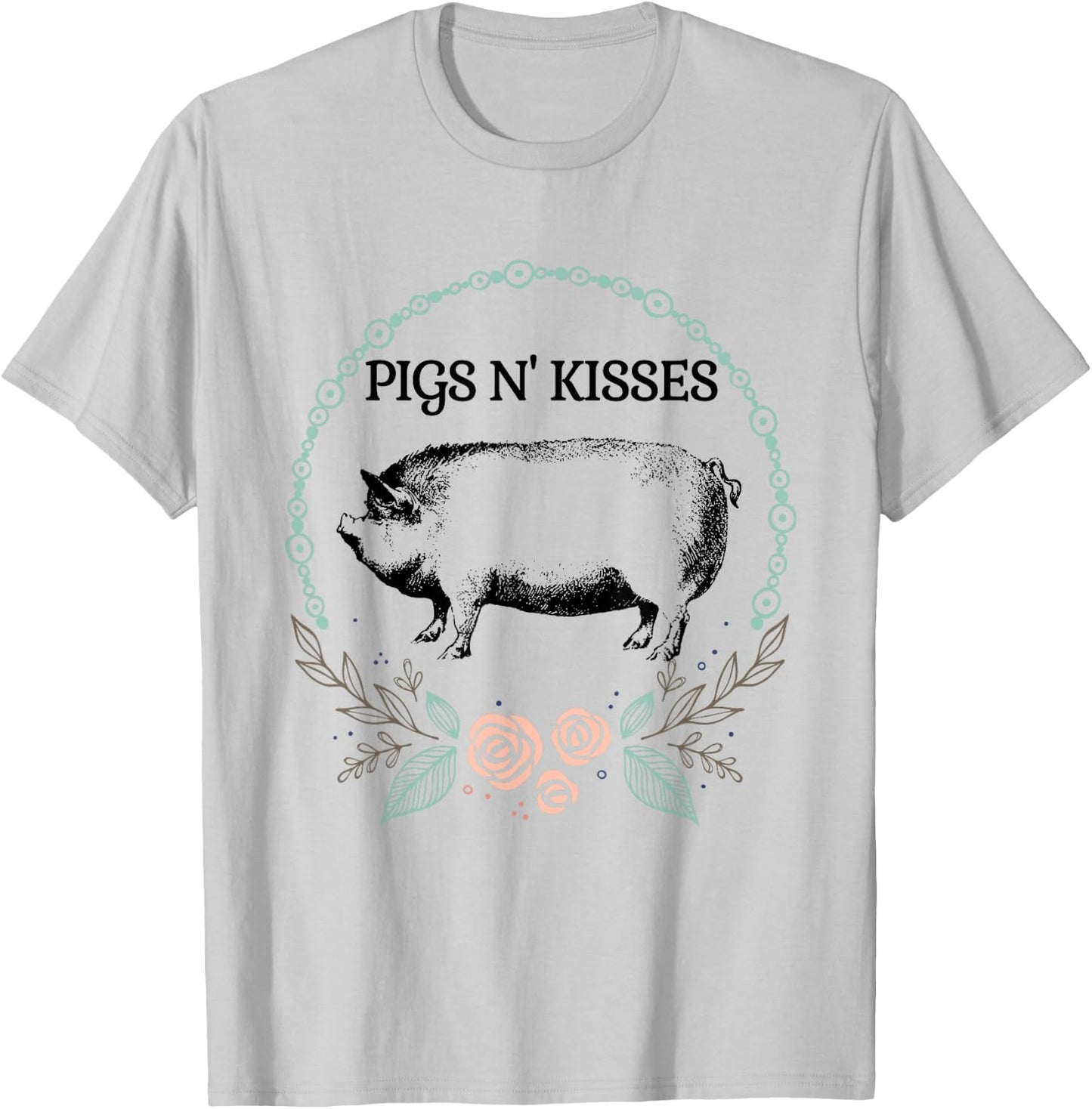 Cute Pot Belly Pig Shirt-Pigs N Kisses Pig Lovers Gifts T-Shirt - T-Shirt | Ash