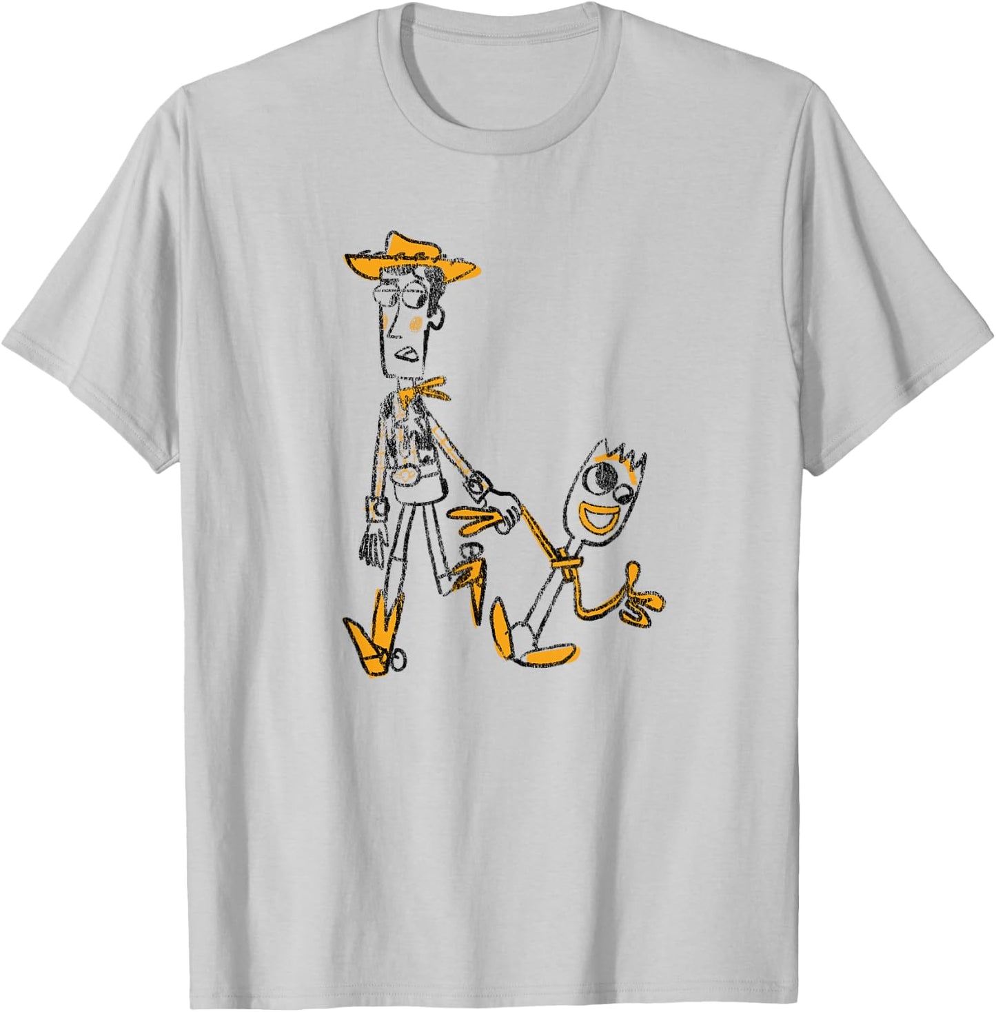 Disney Pixar Toy Story 4 Woody and Forky Sketch T-Shirt - T-Shirt | Ash