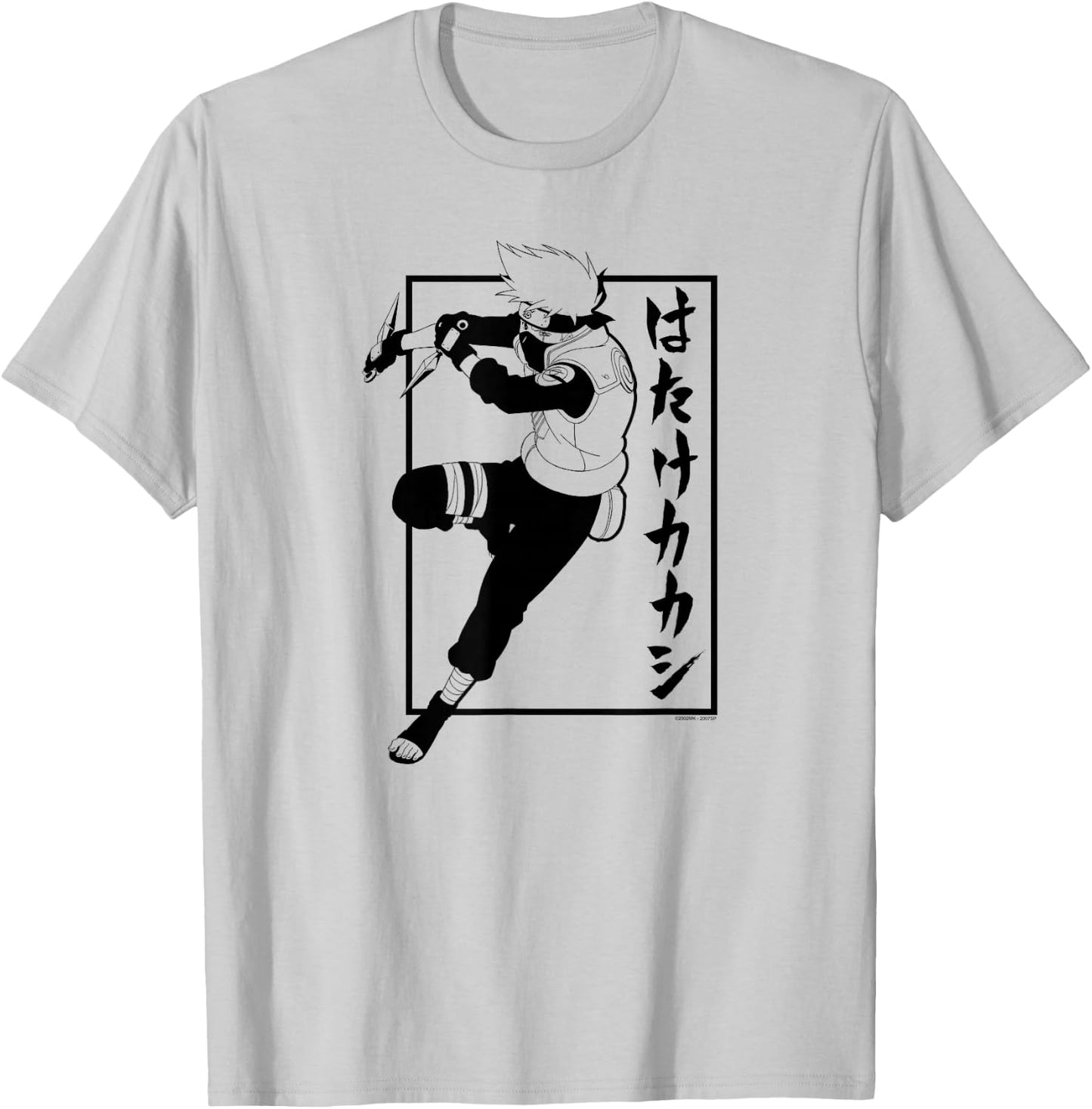 Naruto Shippuden Kakashi with Vertical Kanji Anime T-Shirt - T-Shirt | Ash