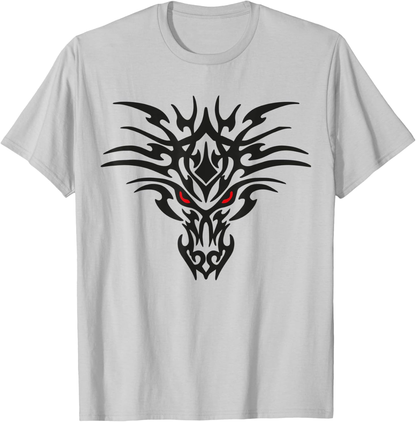 Tribal Dragon Head T Shirt Tattoo Cute Black Design Red Eyes T-Shirt - T-Shirt | Ash