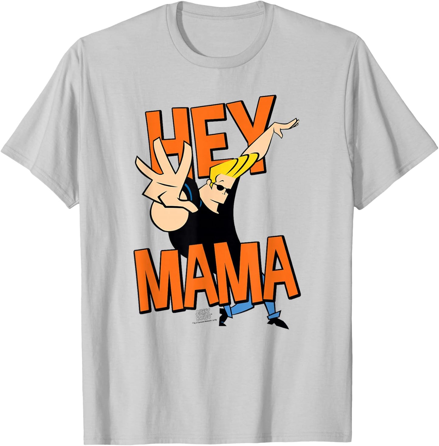 Johnny Bravo Hey Mama T-Shirt - T-Shirt | Ash