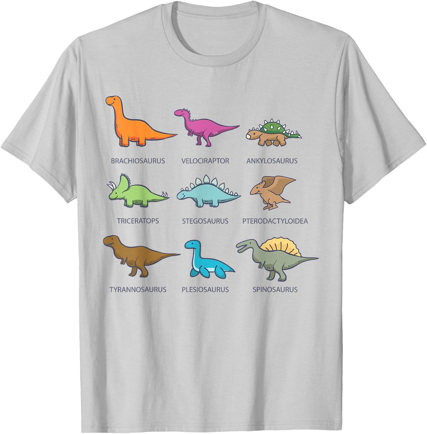 Types of Dinosaurs Shirt | Educational Gift T-Shirt - T-Shirt | Ash