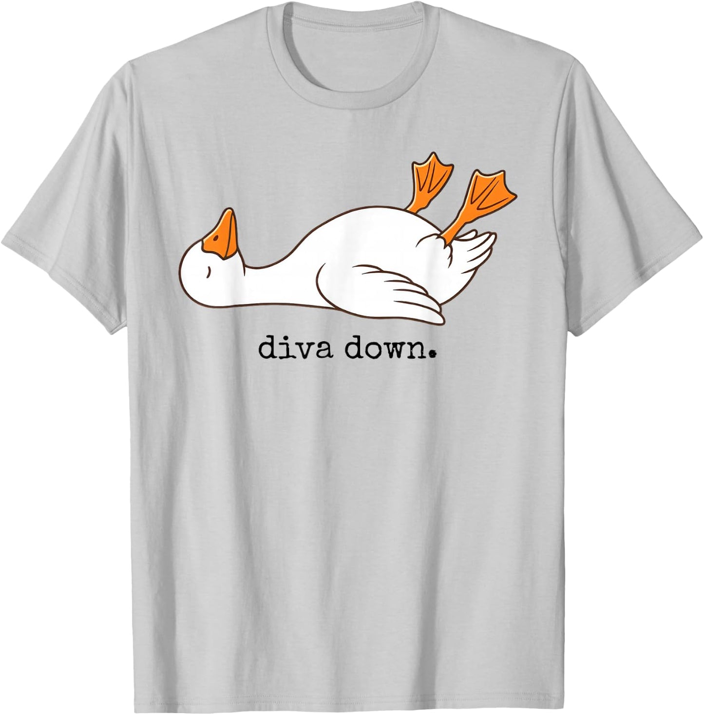 Diva Down Funny Goose Laying Down T-Shirt - T-Shirt | Ash