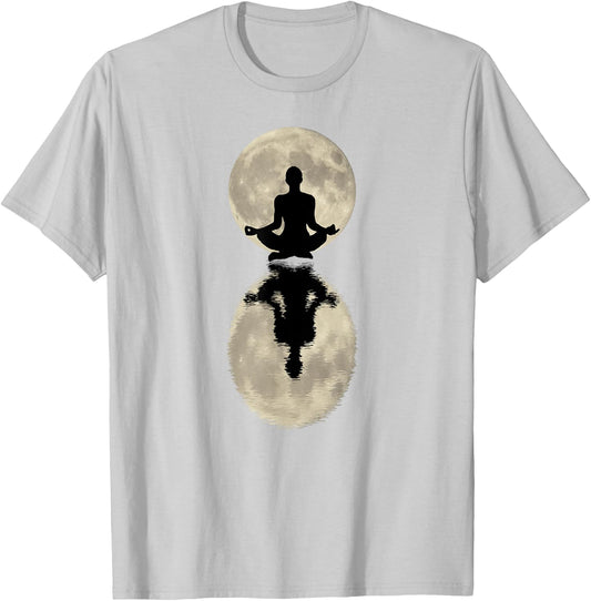 Yoga Gift - Namaste Moon Refection Zen Spiritual T-Shirt - T-Shirt | Ash