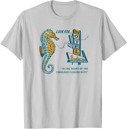 Sea Horse Motel Retro Tropical Ocean Vintage Men's Graphic T-Shirt - T-Shirt | Ash