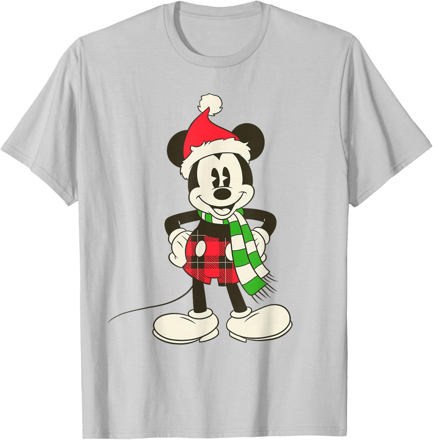 Disney Vintage Mickey Mouse in Santa Hat T-Shirt - T-Shirt | Ash