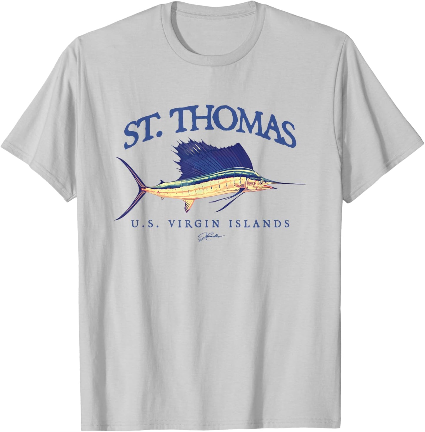 JCombs: St. Thomas, USVI, Vintage Sailfish T-Shirt - T-Shirt | Ash
